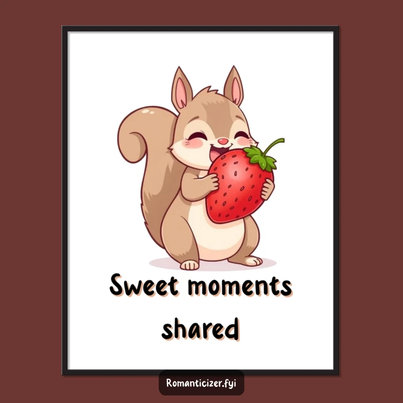Funny Squirrel Strawberry Poster: Decorate with This Hilarious Sharing Art