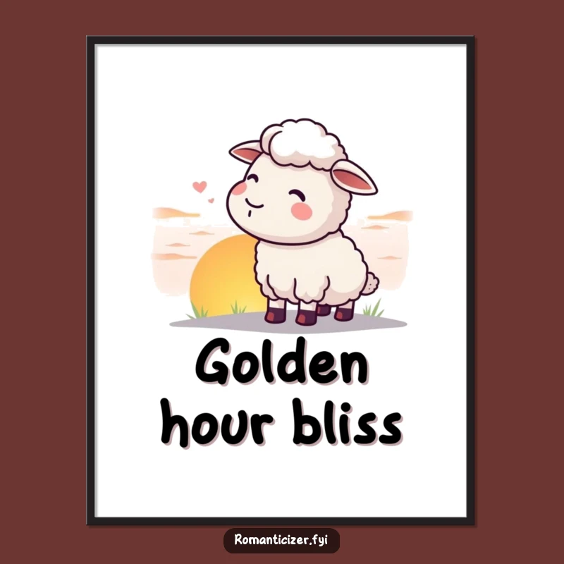 Funny Sheep Sunset Poster: Serene Scene Art, Ideal Funny Gift