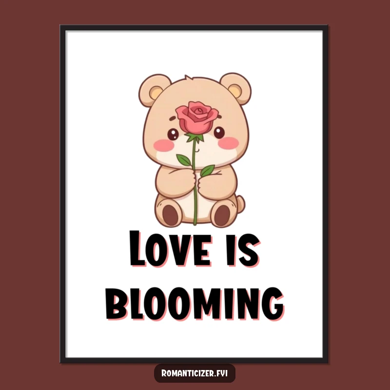 Funny Bear Rose Poster: Romantic Wall Art for a Funny Touch