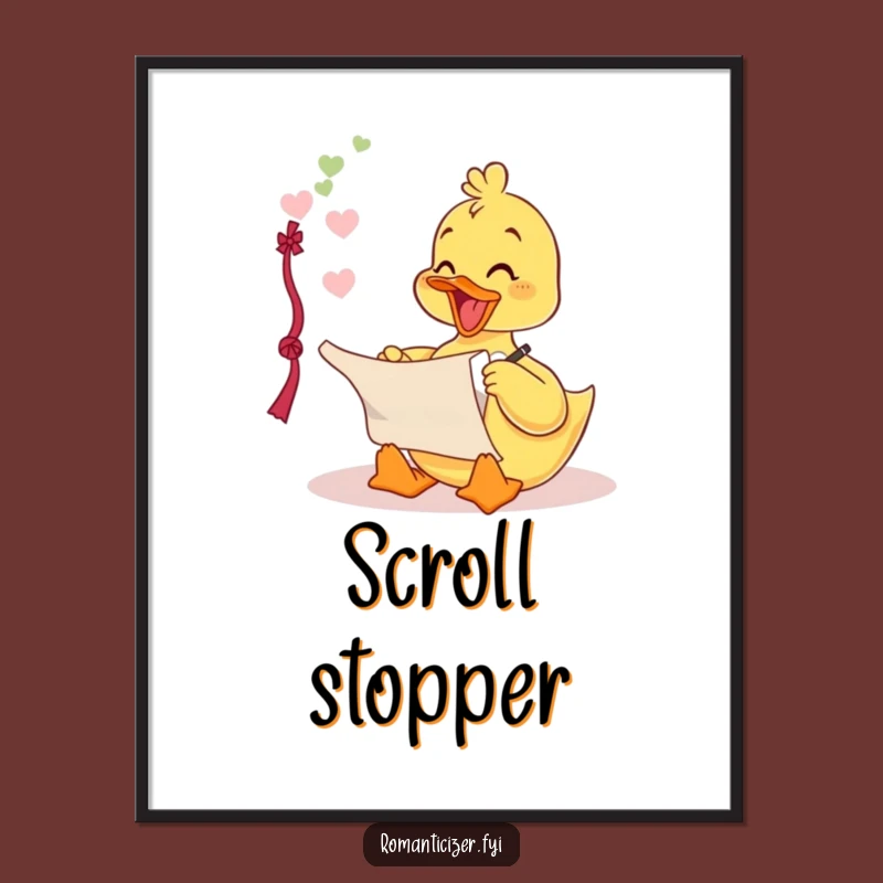 Funny Duckling Poem Poster: Romantic Wall Art, Perfect Love Note Gift