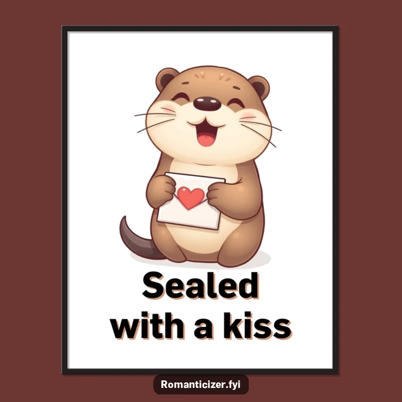 Funny Otter Love Letter Poster: Heartwarming Art Print, Adorable Funny Gift!