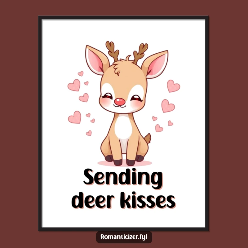 Funny Deer Kiss Poster A Gentle Wall Art For Romantic Spaces