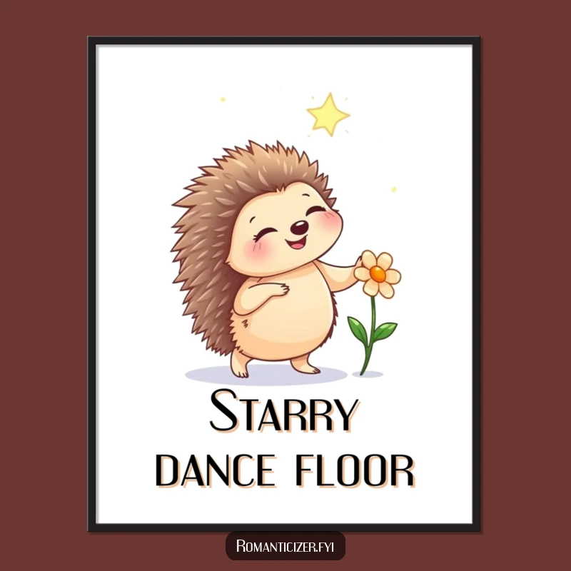 Funny Hedgehog Dance Poster: Whimsical Starlight Art for Your Walls