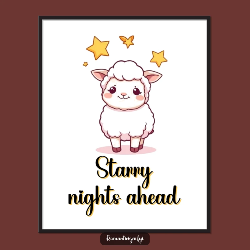 Funny Sheep Star Poster: Dreamy Night Sky Art for Peaceful Walls