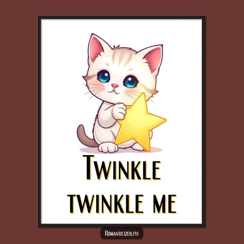 Funny Kitten Star Poster: Celestial Feline Art, A Dreamy Funny Gift