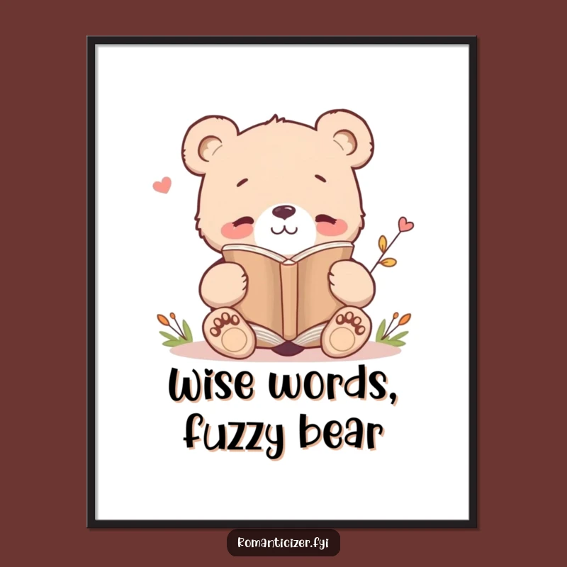 Funny Bear Cub Poetry Poster: Adorable Literary Art for Your Walls