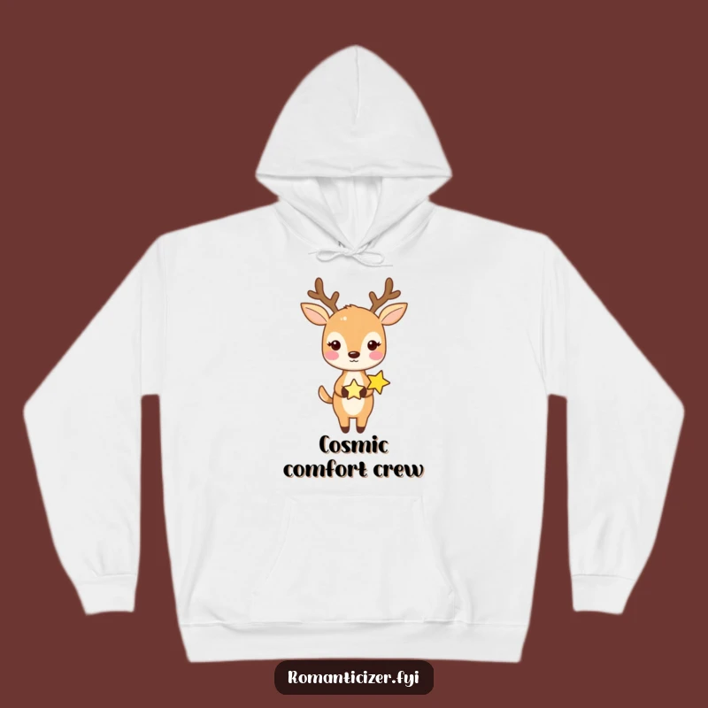 Cozy Funny Deer and Star Hoodie: Snuggle Up with Celestial Dreams and Warmth