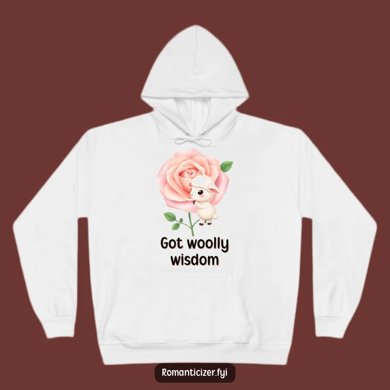 Cozy Funny Sheep Hoodie: Rose Secrets & Warm Whispers, Humorous Comfort