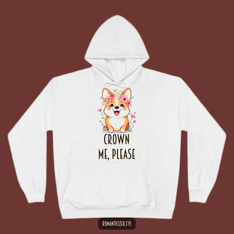 Cozy Funny Corgi Hoodie: Wildflower Crown Comfort, Warm & Humorous Dog Gift