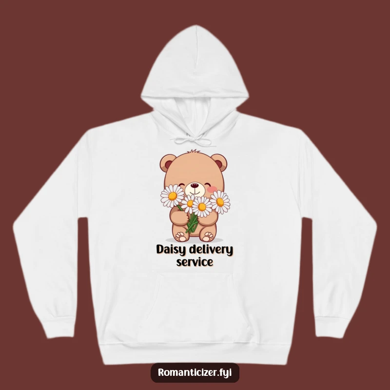 Funny Bear Daisy Hoodie: Cozy Shy Bear Comfort, Humorous Floral Gift