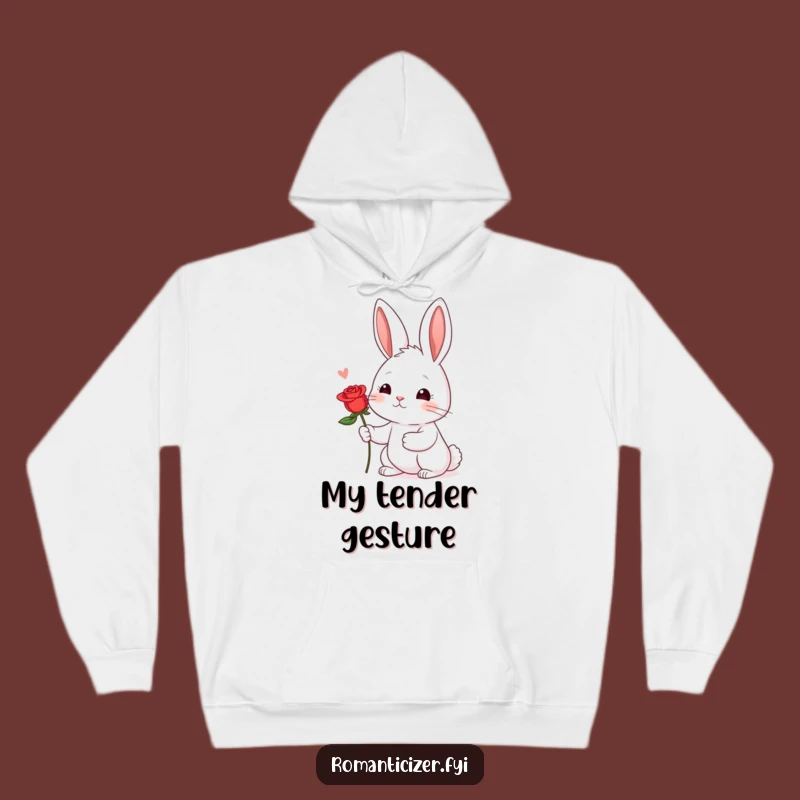 Funny Shy Rabbit Rose Hoodie: Cozy Hopeful Gear, Perfect Sweet Gift!