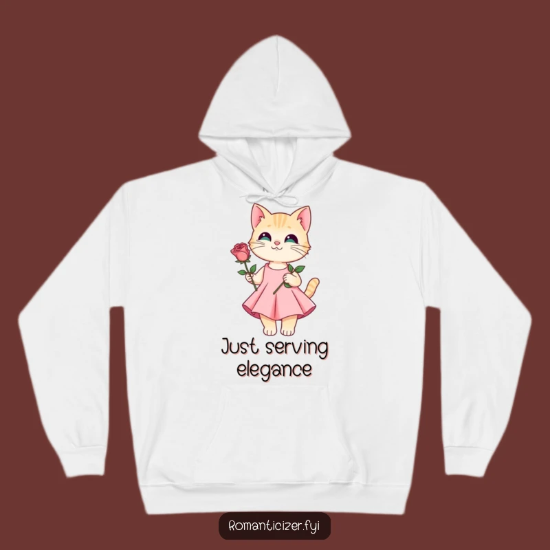 Funny Cat Rose Hoodie - Cozy Romantic Feline Apparel!