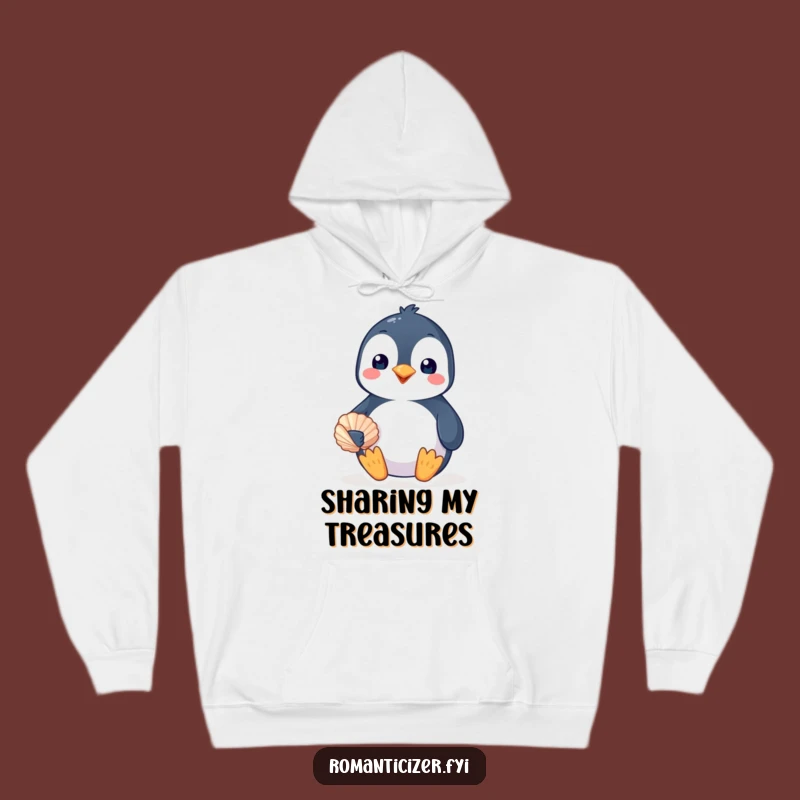 Funny Penguin Seashell Love Hoodie - Cozy Cute Gift for Sweethearts