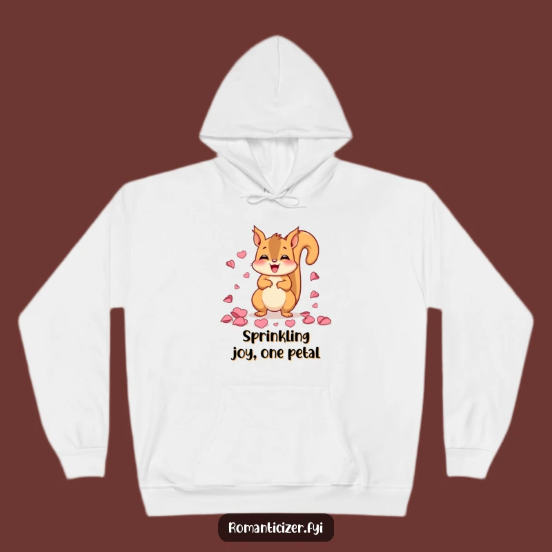 Cozy Funny Squirrel Scattering Petals Hoodie - Warm Happy Wear, Ideal Gift