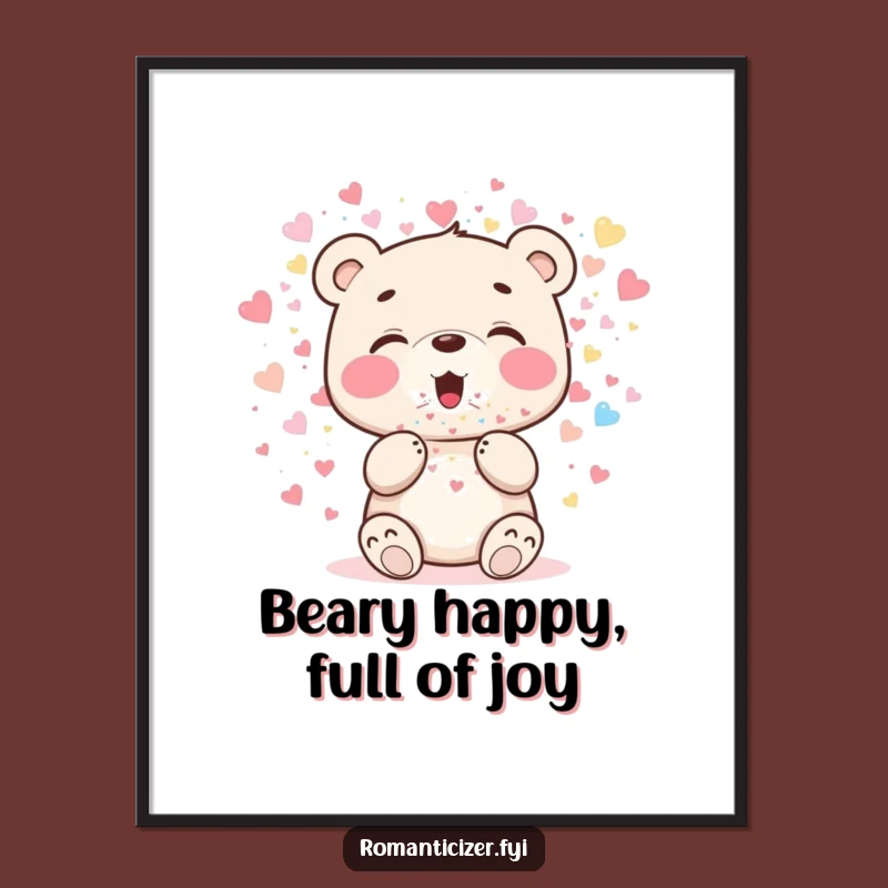 Funny Free Printable Wall Art: Bear Cub Confetti Shower, Hilarious Downloadable Joyful Decor