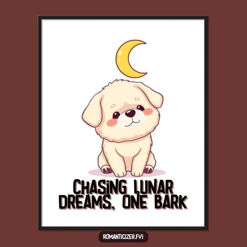 Funny Free Printable Dog Wall Art: Adoring Moon Gaze Downloadable Decor