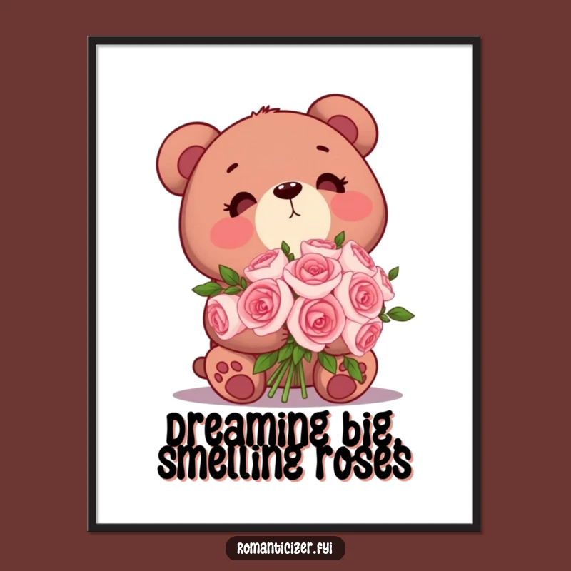 Free Printable Bear Wall Art: Rose Dreams, Hilarious Downloadable Decor!