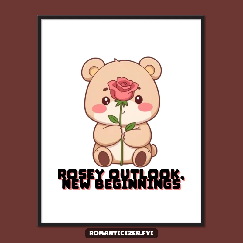 Free Printable Bear Rose Wall Art - Dreamy Downloadable Humorous Decor