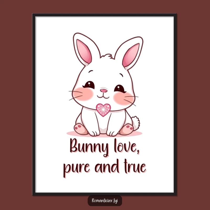Free Printable Wall Art: Blushing Bunny Romance, Hilarious Sweetheart Downloadable Decor