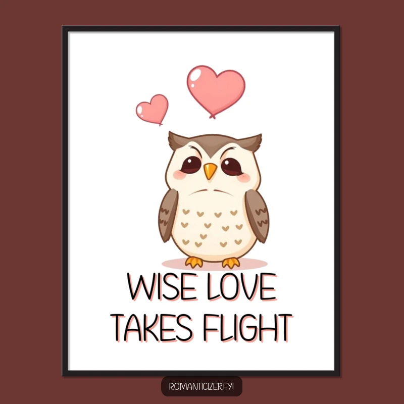 Free Printable Wall Art: Contented Owl Hearts, Funny Downloadable Decor for a Cozy Home!