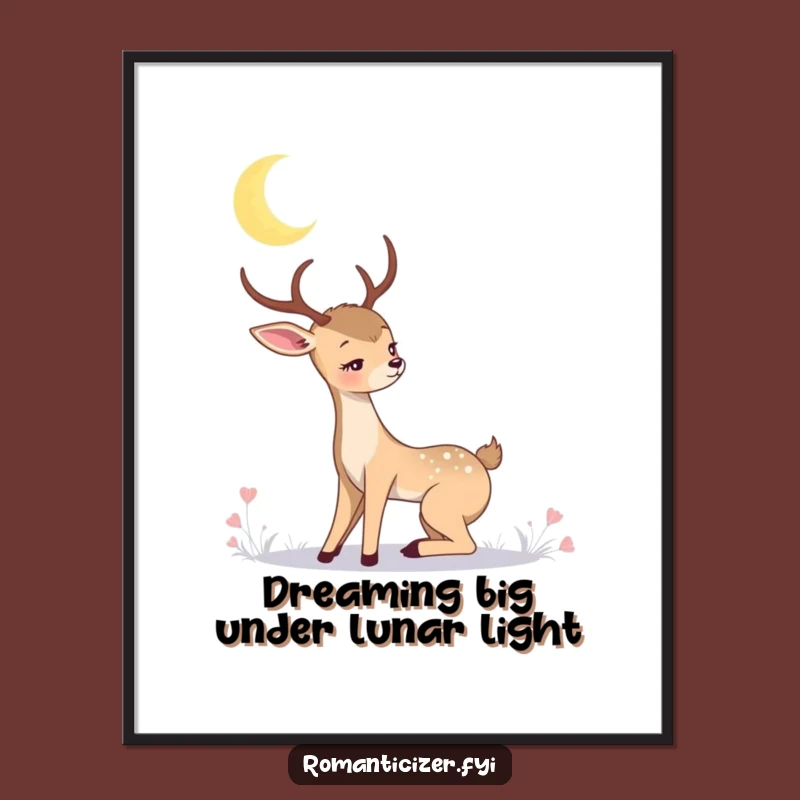 Free Printable Wall Art: Romantic Deer Moon Gaze, Dreamy Downloadable Decor for Serene Spaces