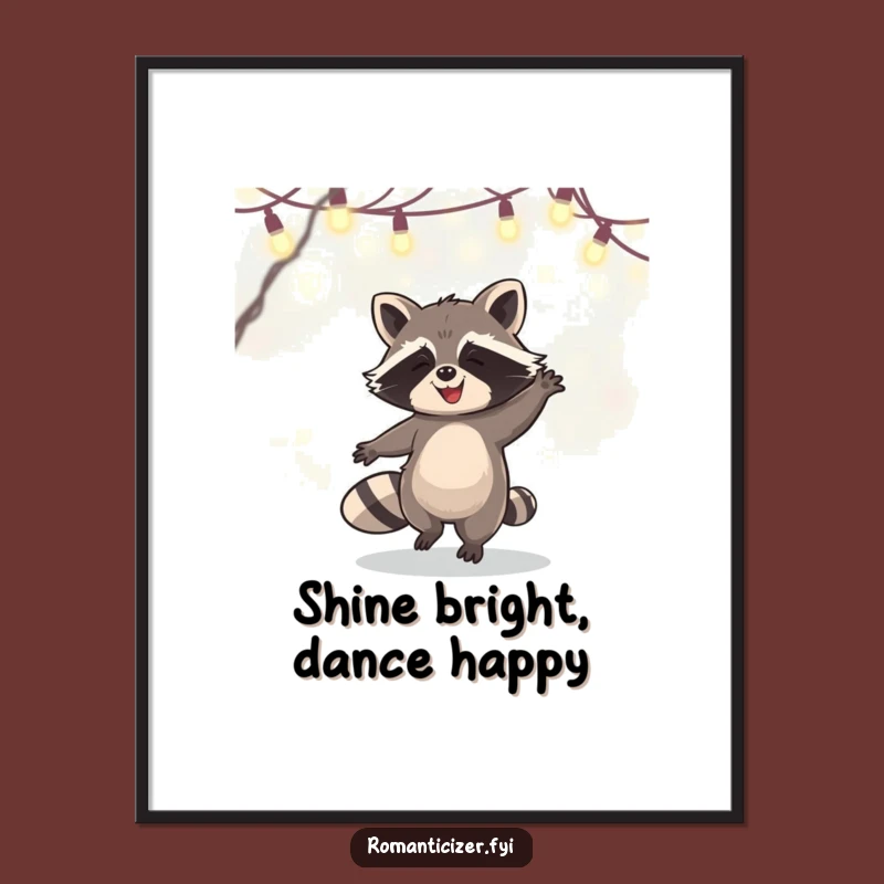 Funny Free Printable Raccoon Wall Art: Dancing Lights Downloadable Art Gift