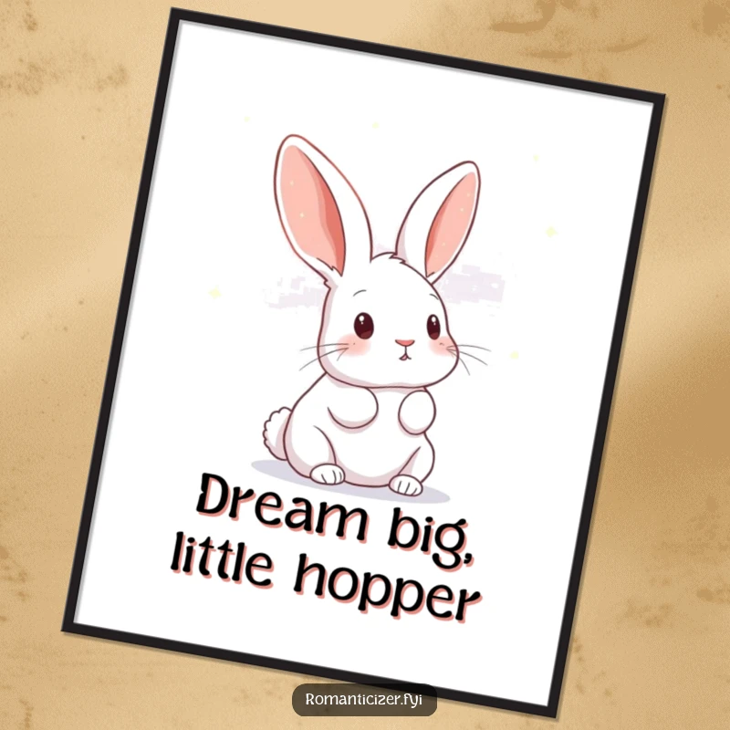 Funny Free Printable Wall Art: Curious rabbit gazing upwards at a night sky filled with small, twinkling stars.