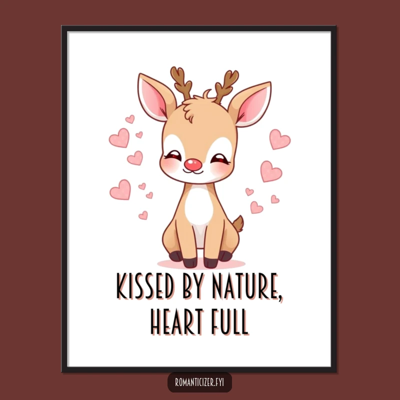 Free Printable Wall Art: Deer Kissing Hearts, Funny Downloadable Decor