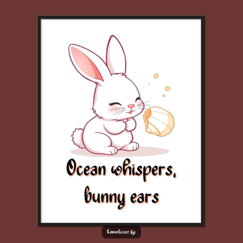 Funny Free Printable Rabbit Wall Art: Seashell Listener - Whimsical Downloadable Decor for Any Room