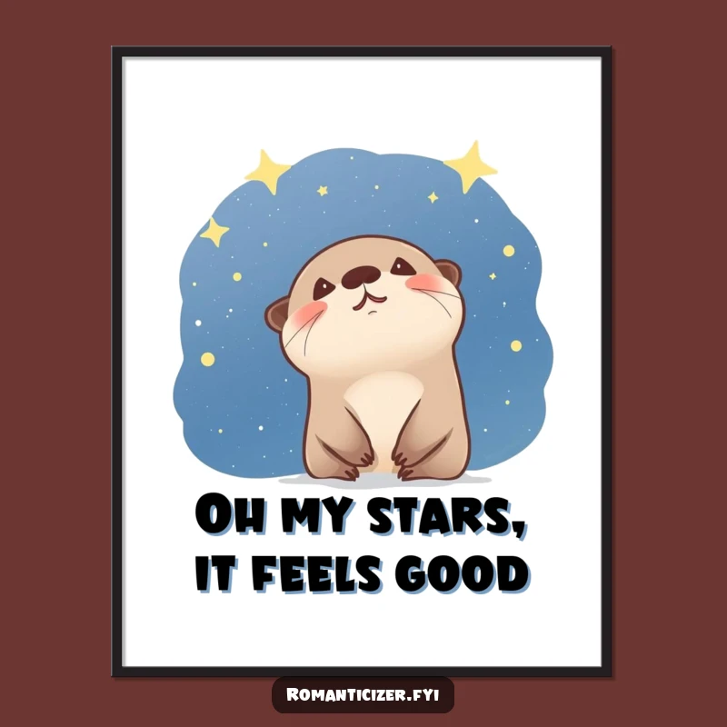Funny Free Printable Wall Art: Otter's Starry Awe, Quirky Downloadable Decor