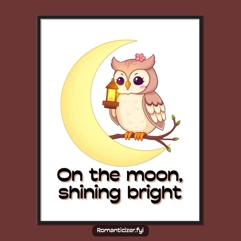 Romantic Free Printable Wall Art: Owl on Moon with Lantern - Dreamy Downloadable Decor