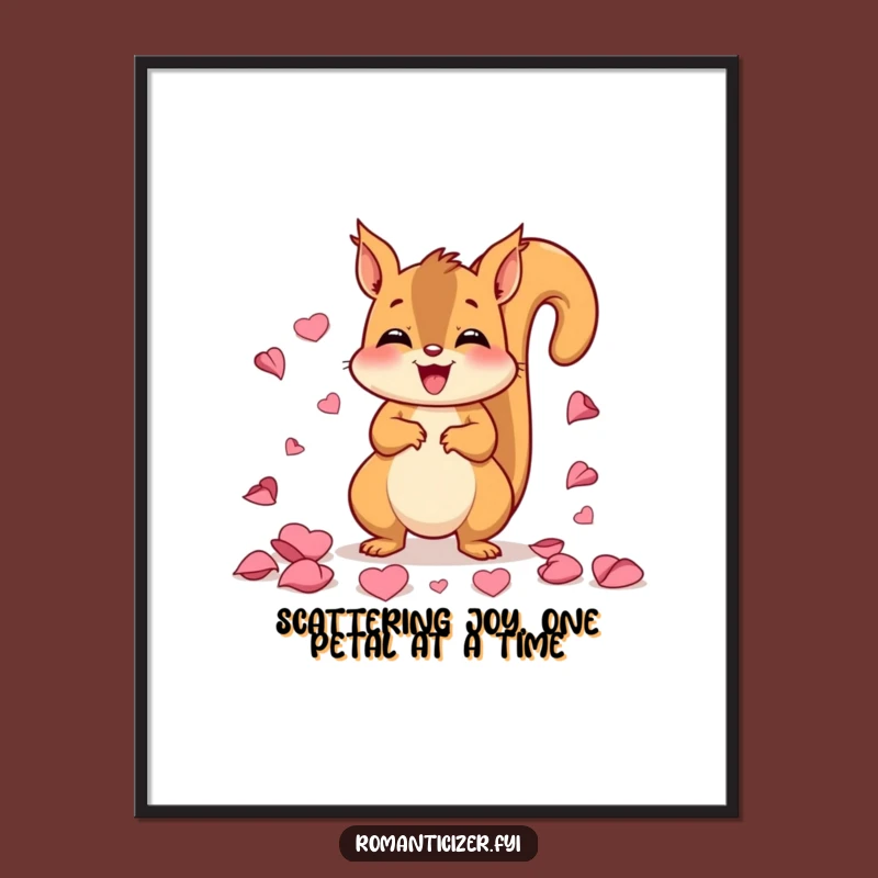 Funny Free Printable Wall Art: Squirrel Scattering Petals - Quirky Downloadable Home Decor