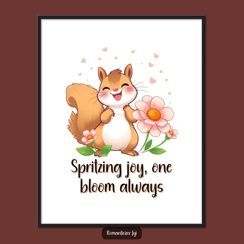 Funny Free Printable Squirrel Wall Art: Perfumed Flower - Whimsical Downloadable Decor for Home