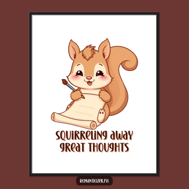 Free Printable Wall Art: Squirrel Poet - Literary Humor Downloadable Decor