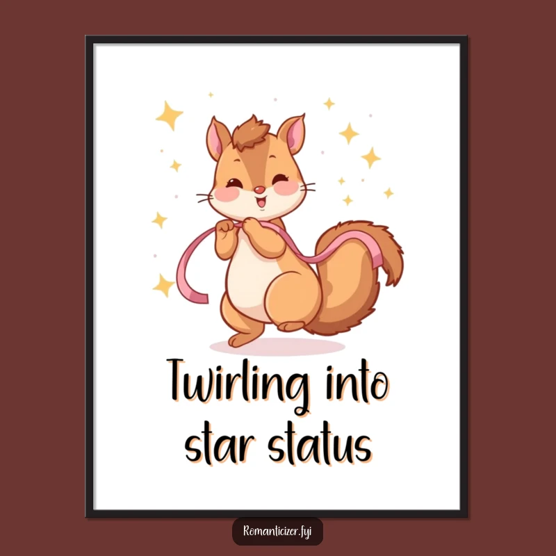 Funny Free Printable Wall Art: Squirrel's Twirling Star Dance - Downloadable Whimsical Decor!