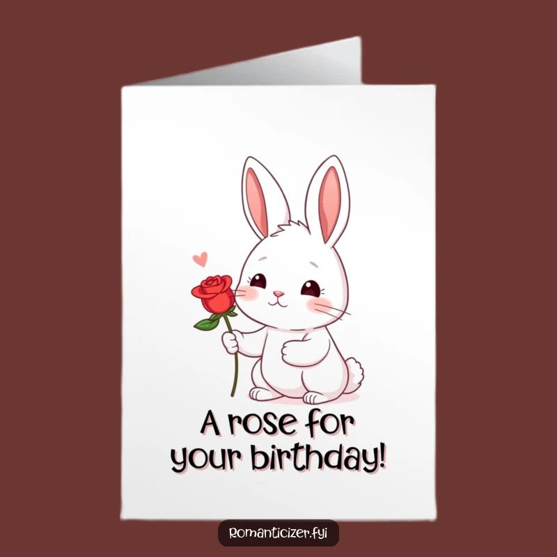 Free Printable Rabbit Birthday Card: Shy Rose Giver, Funny Downloadable Sweetness!