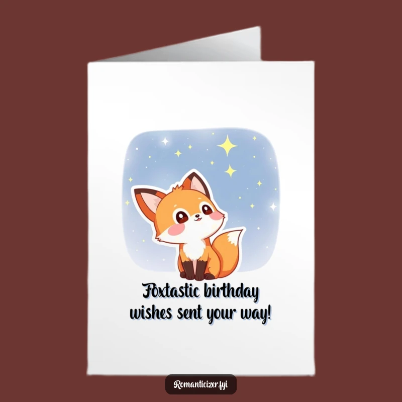 Free Printable Birthday Card: Starry Eyed Fox, Funny Downloadable Gift for Him or Her