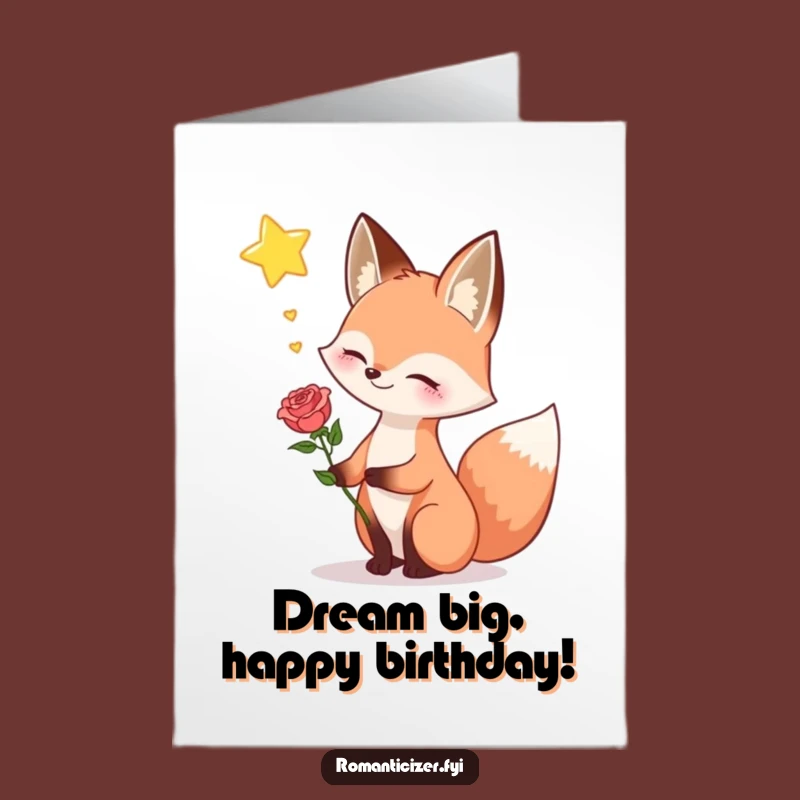Free Printable Birthday Card: Dreamy Fox Romance, Hilarious Wishful Thinking Gift