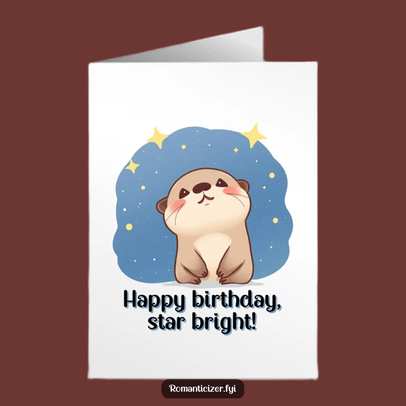 Free Printable Birthday Card: Otter's Starry Wonder, Funny Downloadable Gift