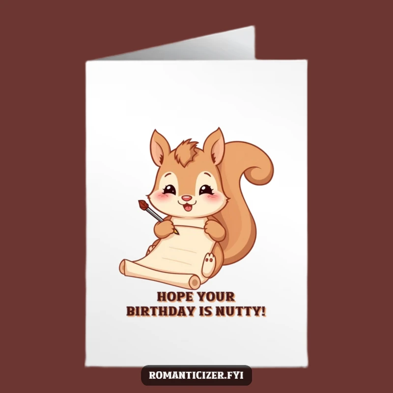 Free Printable Birthday Card: Squirrel Poet - Creative Downloadable Funny Gift Idea