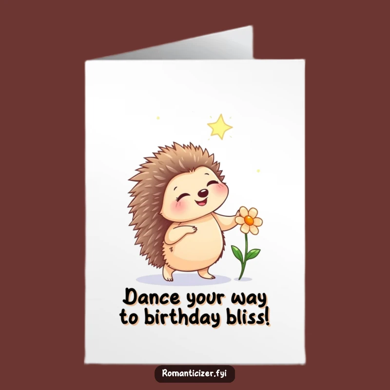 Free Printable Hedgehog Birthday Card: Dancing Starry Night Downloadable Gift for a Joyful Party