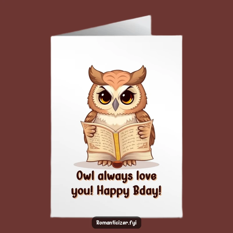 Free Printable Owl Birthday Card: Wise Poetry Reader Downloadable Gift