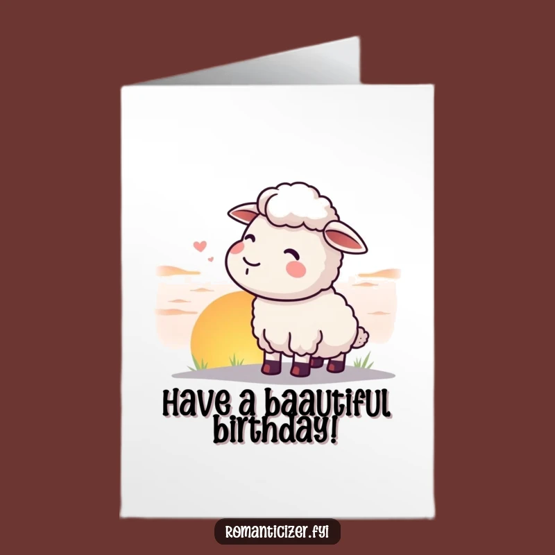 Free Printable Sheep Birthday Card: Sunset Sigh Contentment Downloadable Gift