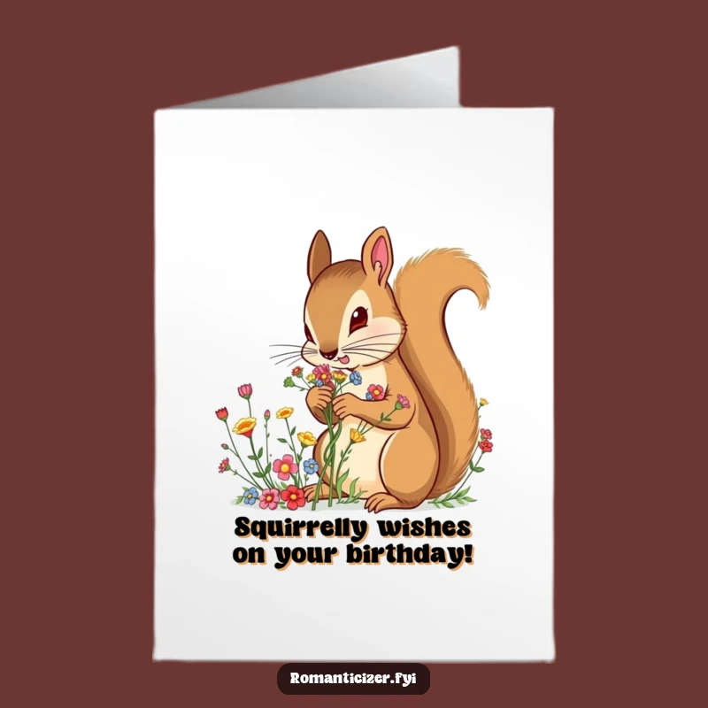 Free Printable Squirrel Birthday Card: Cute Wildflower Bouquet Maker Downloadable Gift