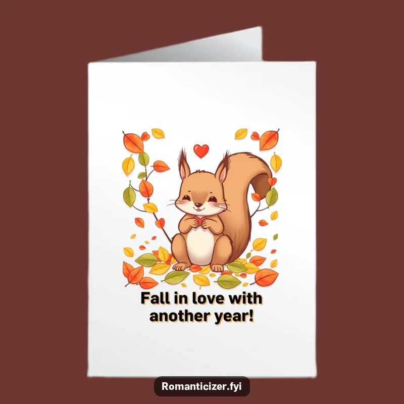Funny Free Printable Birthday Card: Squirrels Heart Leaves, A Quirky DIY Downloadable Gift