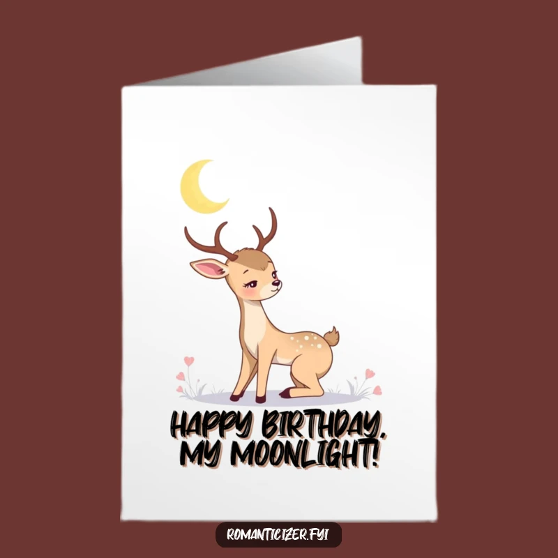 Free Printable Birthday Card: Romantic Deer Moon, Dreamy Downloadable Gift for Sentimental Souls