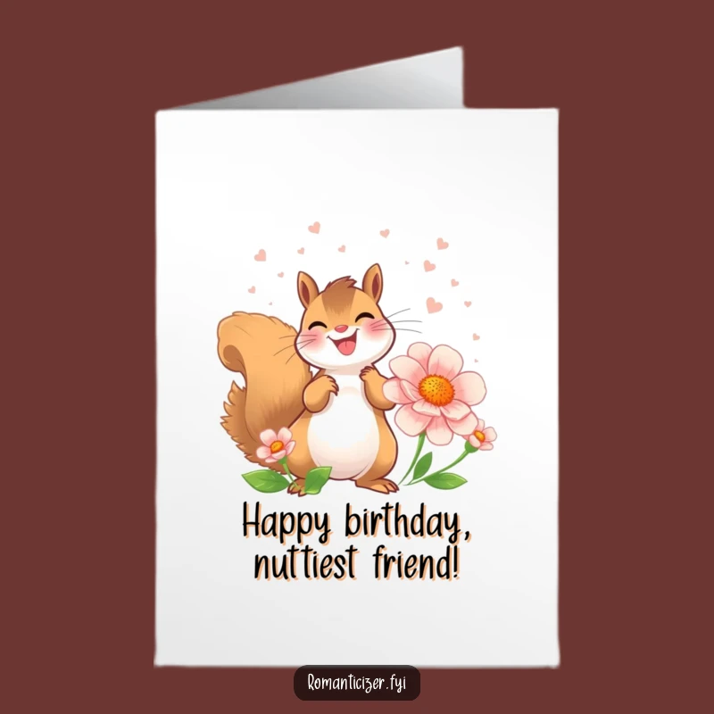Free Printable Squirrel Birthday Card: Perfumed Flower - Funny DIY Downloadable Gift for Nature Lovers