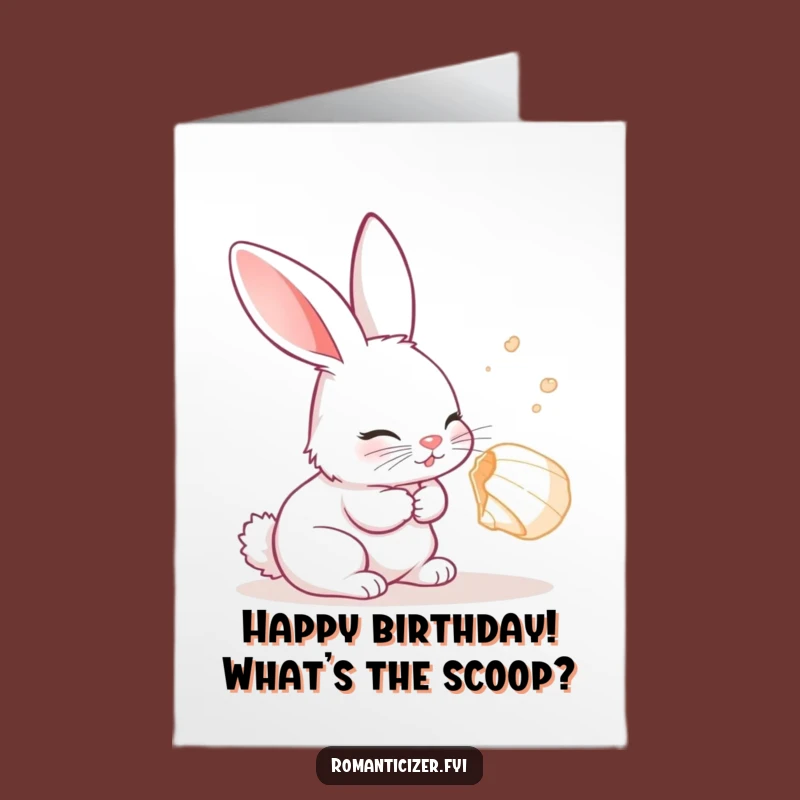 Free Printable Rabbit Birthday Card: Seashell Listener - Whimsical DIY Downloadable Gift for Fun