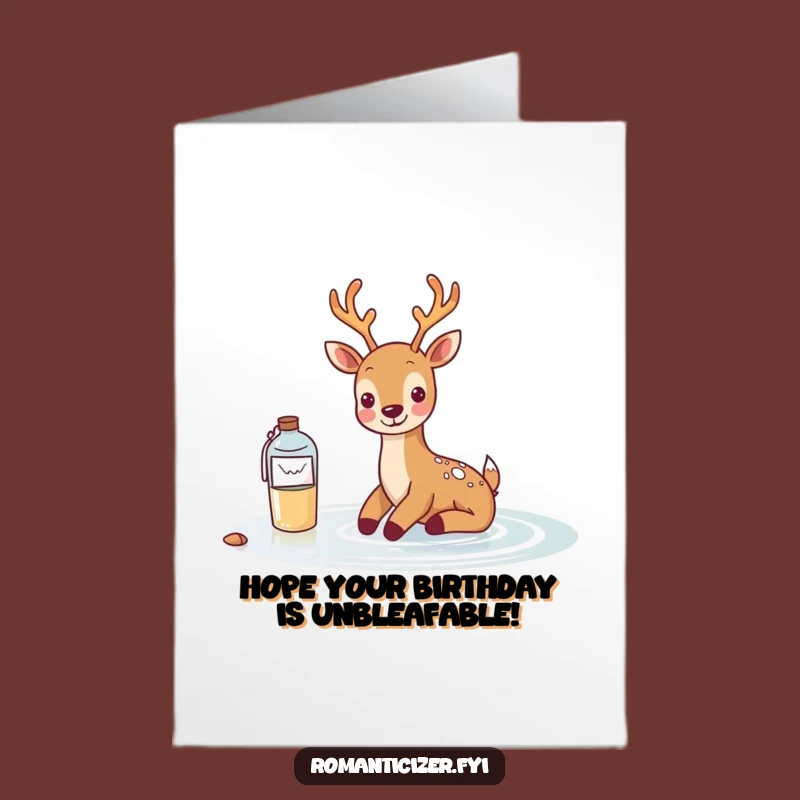 Free Printable Birthday Card: Smiling Deer Message, Funny Download at Home for a Special Day