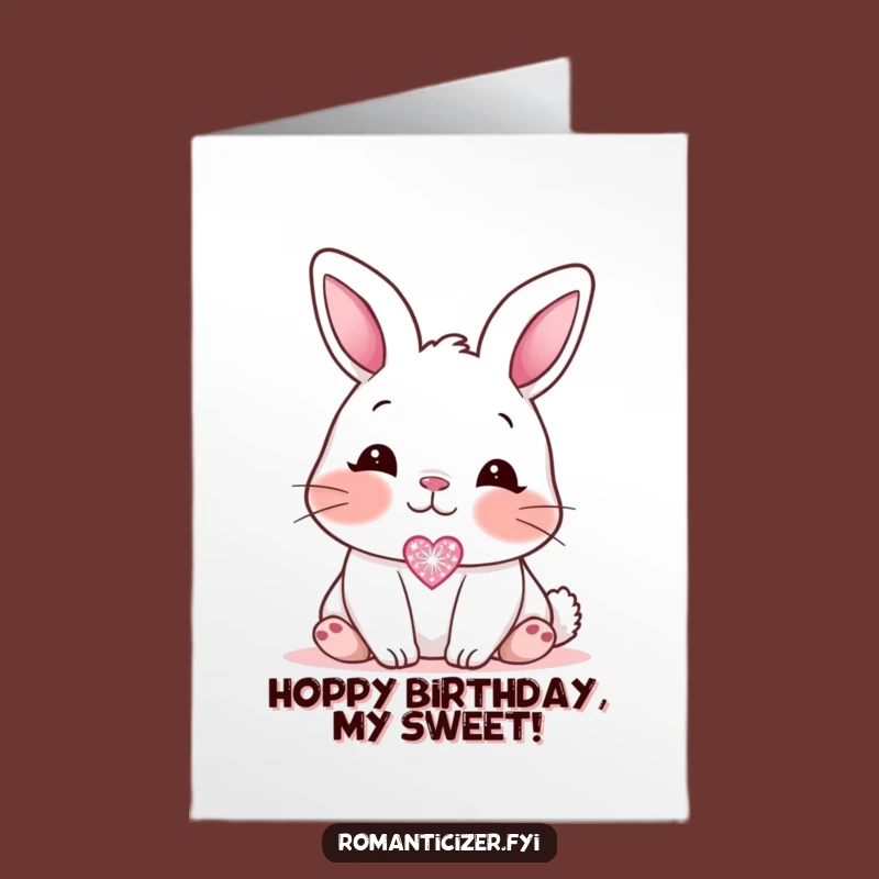 Free Printable Birthday Card: Blushing Bunny Love, Hilarious Sweetheart Birthday Gift